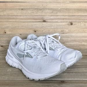 Womens Brooks White Adrenaline GTS 19 Athletic Running Sneakers Shoes Size 9.5 B